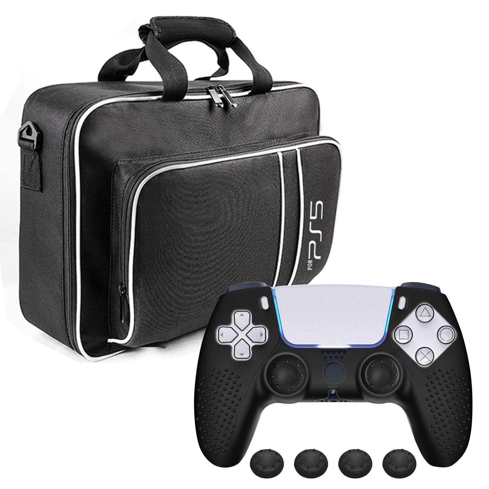 PS5 Carrying Case with PS5 Controller Cover and 4 PCS Joystick Cap - JOY2ESpree