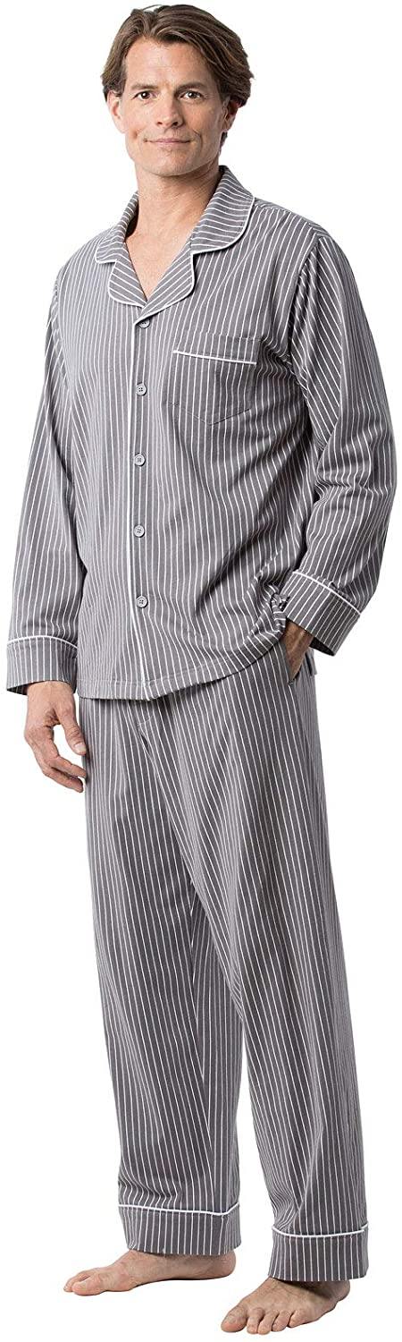 PajamaGram Classic Mens Pajamas Cotton - Men Pajamas Set