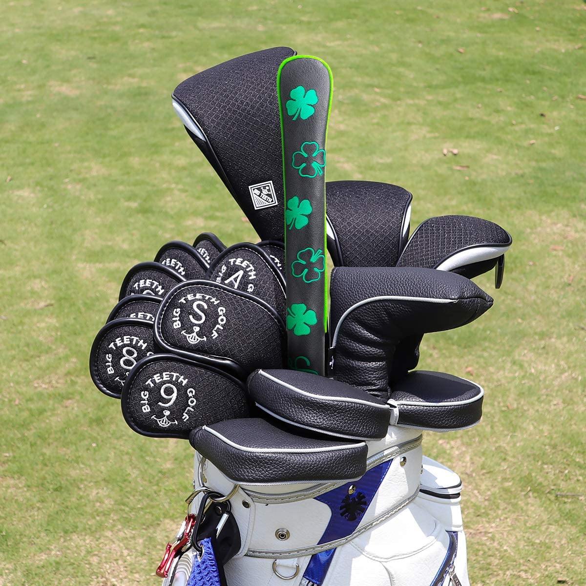 Golf Alignment Stick Covers Lucky Clover Holds 2 Sticks Leather Elegant Stick Holder Golf Club Protector - JOY2ESpree