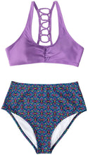 
                        
                          Muat gambar ke penampil Galeri, CUPSHE Women's High Waisted Bikini Floral Lace Up Two Piece Swimsuits
                        
                      
