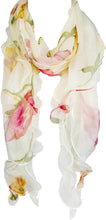 
                        
                          Load image into Gallery viewer, Double Layer Silk scarf, Floral Ruffle Silk Scarf, Summer scarf
                        
                      