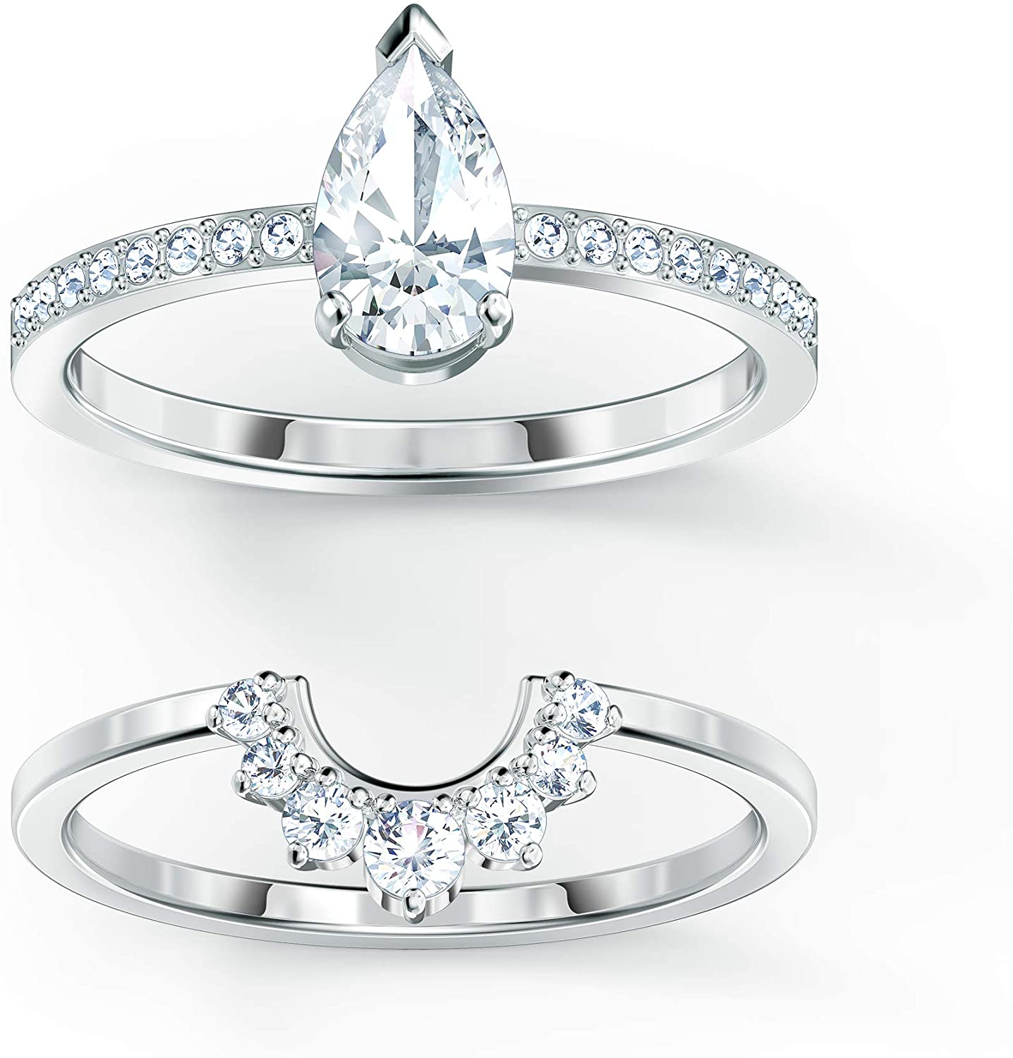 SWAROVSKI Women's Attract Ring Collection, Rhodium Finish, Clear Crystals - JOY2ESpree