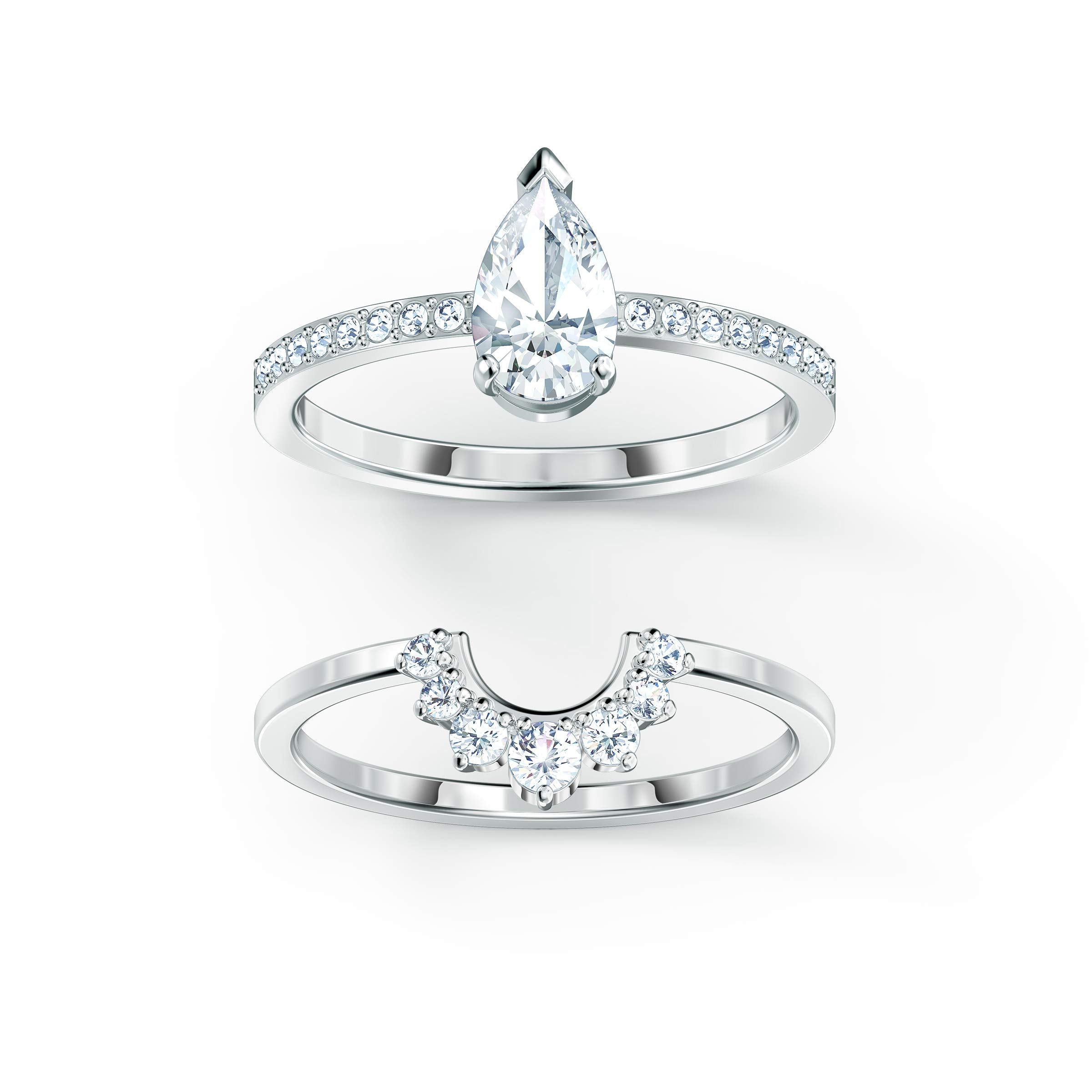 SWAROVSKI Women's Attract Ring Collection, Rhodium Finish, Clear Crystals - JOY2ESpree