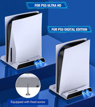 
                        
                          Load image into Gallery viewer, PS5 Accessories Stand Cooling Fan, PS5 Stand with Cooling Fan And Controller Charger Station for Playstation 5 Console - JOY2ESpree
                        
                      