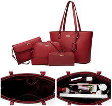 
                        
                          Load image into Gallery viewer, Women Fashion Handbags Wallet Tote Bag Shoulder Bag Top Handle Satchel Purse Set 4pcs
                        
                      