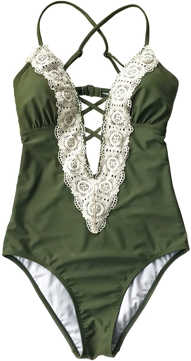 CUPSHE Fashion Women's Ladies Vintage Lace Bikini Sets Beach Swimwear Bathing Suit