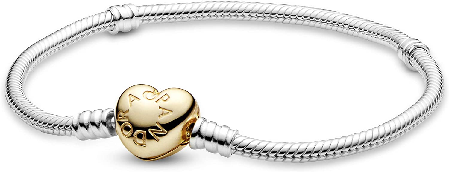 Pandora Jewelry Moments Heart Clasp Snake Chain Pandora Shine and Sterling Silver Bracelet - JOY2ESpree