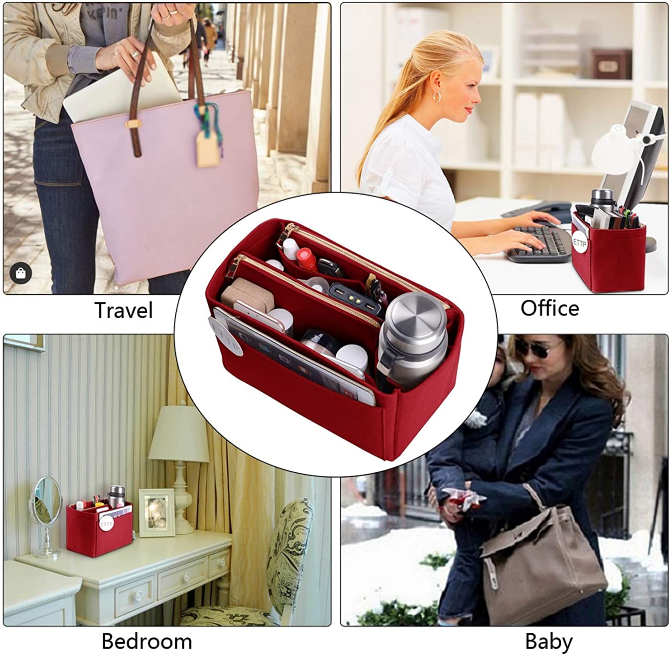 Purse Organizer, Felt Bag Organizer Insert Purse Organizer For LV Speedy, Neverfull, Tote, Handbag,Shaper 3 Sizes