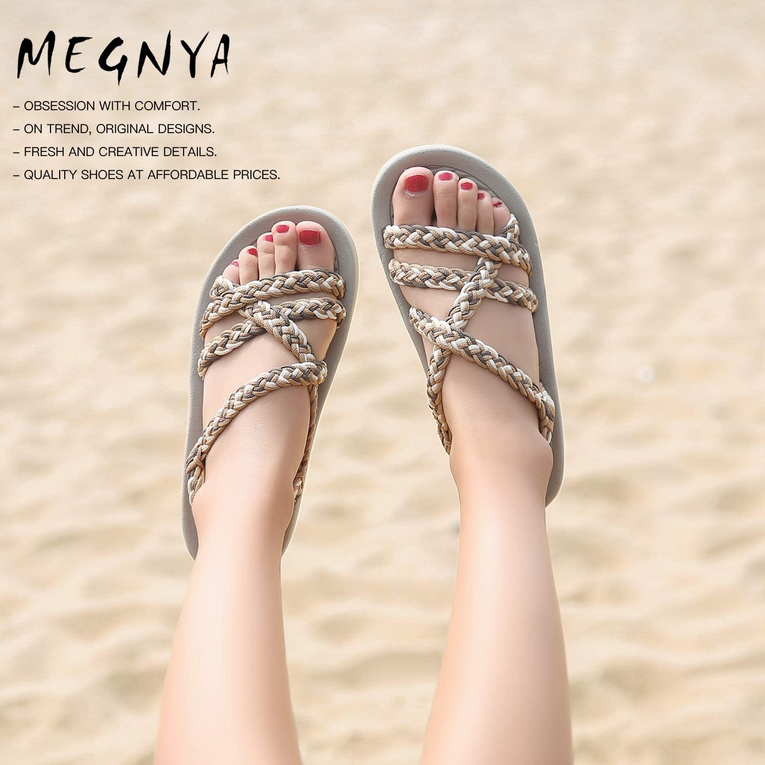 MEGNYA Women's Comfortable Walking Sandals with Arch Support Waterproof for Walking/Hiking/Travel/Wedding/Water Spot/Beach