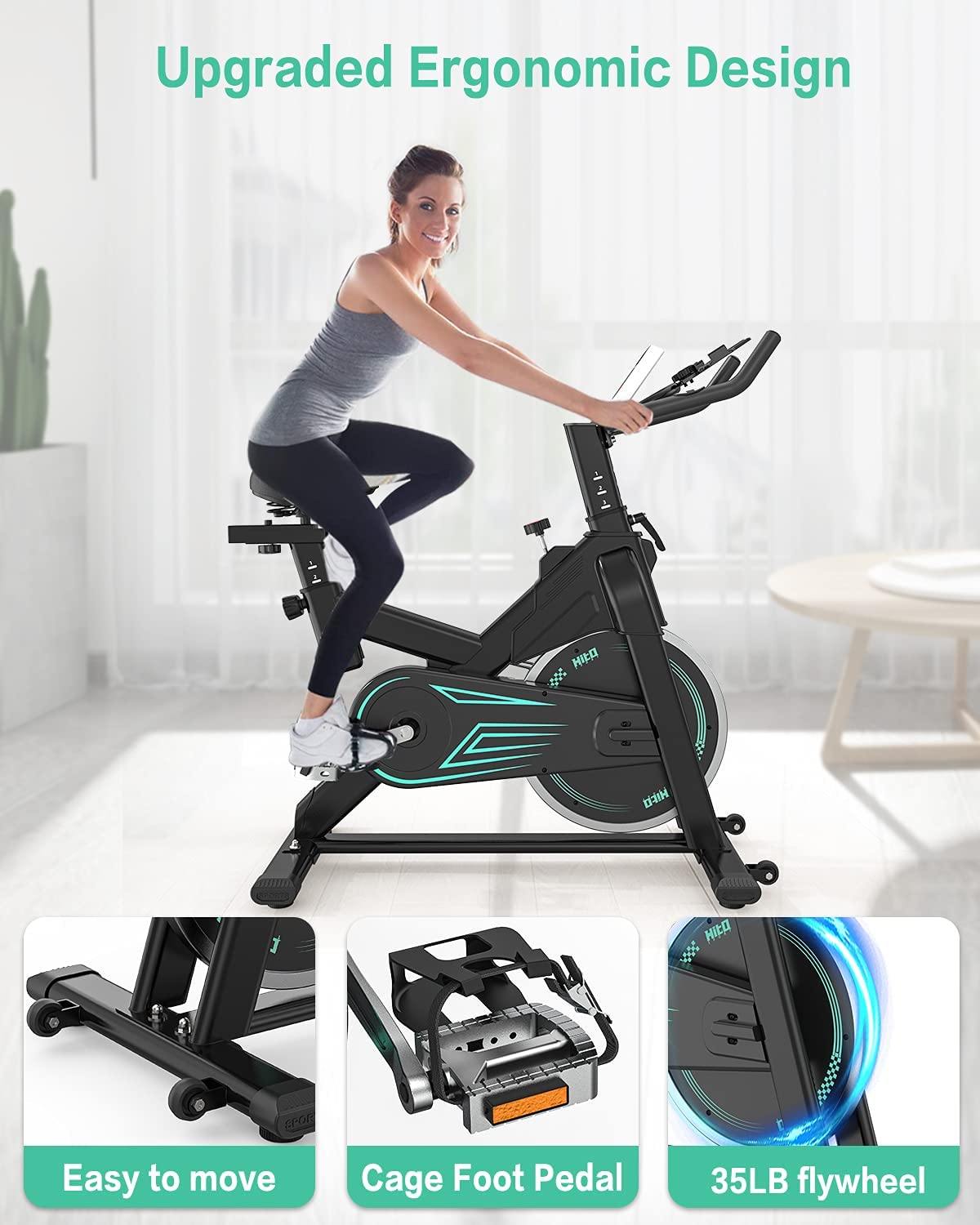 Indoor Cycling Bike Stationary - Exercise Bike for Home Cardio Workout with Comfortable Seat Cushion & Silent Belt Drive & Pad Holder - JOY2ESpree