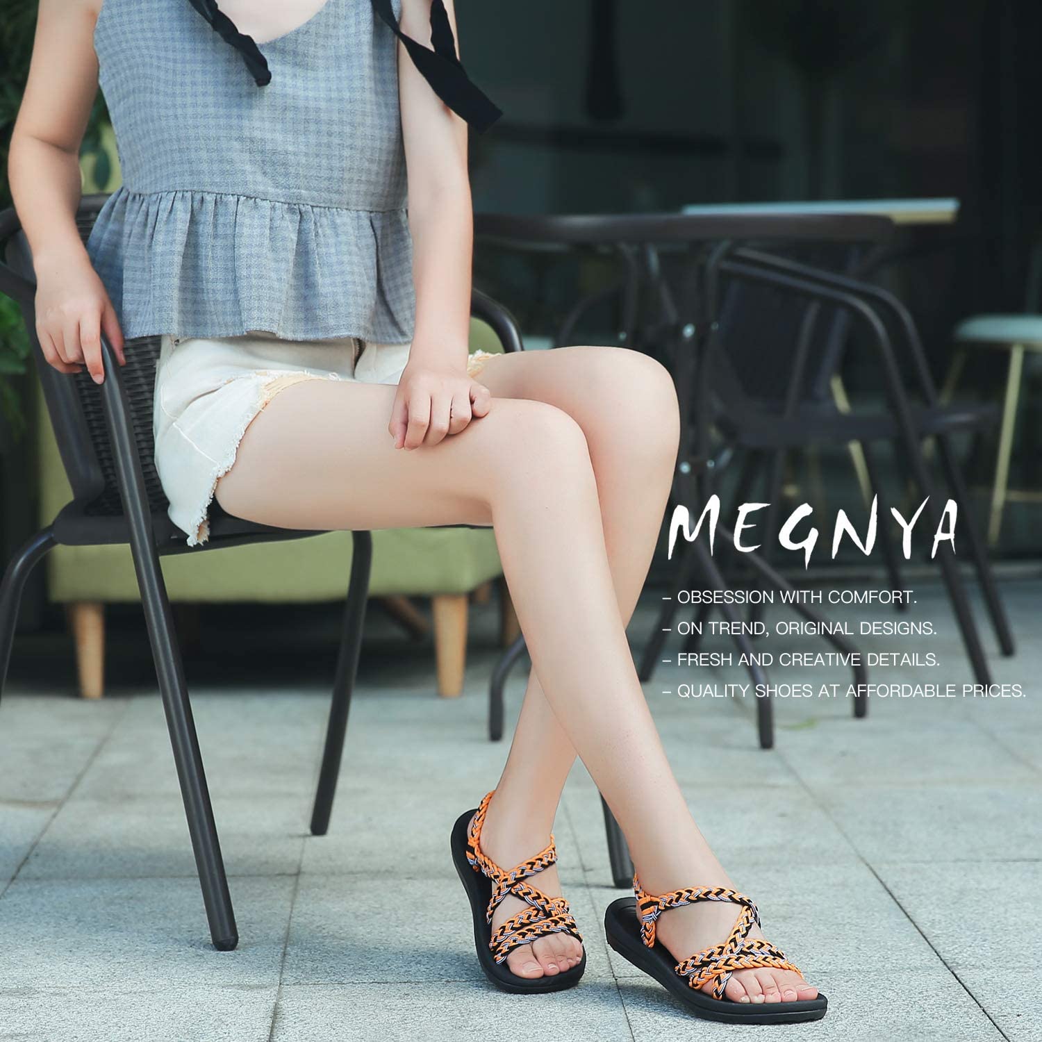 MEGNYA Women's Comfortable Walking Sandals with Arch Support Waterproof for Walking/Hiking/Travel/Wedding/Water Spot/Beach