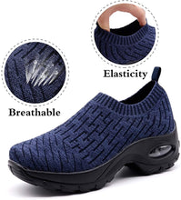 
                        
                          Load image into Gallery viewer, STQ Slip On Breathe Mesh Walking Shoes Women Fashion Sneakers Comfort Wedge Platform Loafers
                        
                      