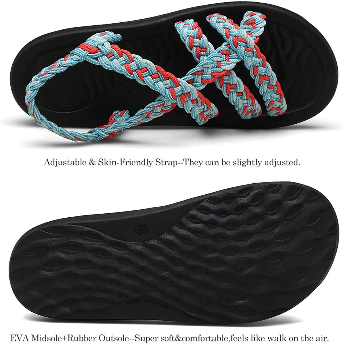 MEGNYA Women's Comfortable Walking Sandals with Arch Support Waterproof for Walking/Hiking/Travel/Wedding/Water Spot/Beach