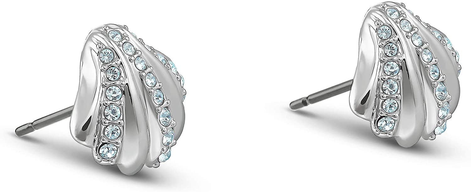 SWAROVSKI Women's Shell Jewelry Collection, Rhodium Finish, Aqua Blue Crystals - JOY2ESpree