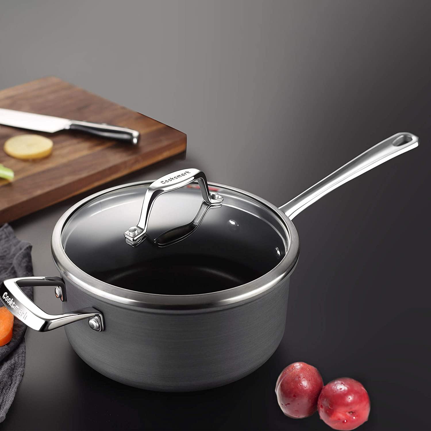 cooper pan Hard Anodized Nonstick Induction Cookware Set,13-Piece Aluminum Pots and Pans Set with Lids, Dishwasher Safe Oven Safe, Black - JOY2ESpree