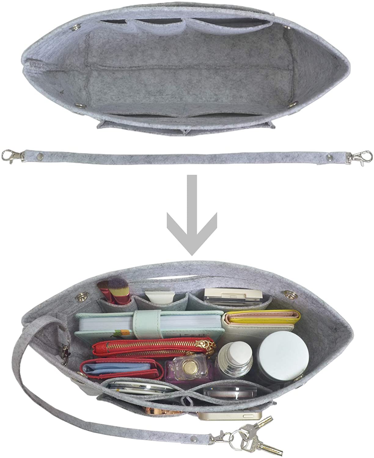 YIICOOLY Felt Tote Handbag Purse Organizer Insert Divider Shaper Bag in Bag