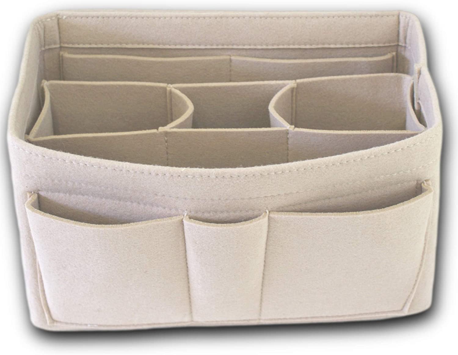 Handbag Organizer - 2in1 Purse Organizer Insert with Inner Zipped Pocket - Tote Shaper fits Speedy Neverfull - Grey Medium