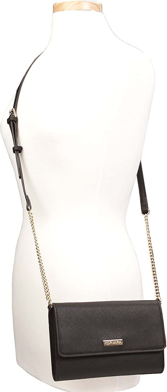 Korvara Small Crossbody Purse with Detachable Strap - Vegan Saffiano Leather Envelope Wallet for Women