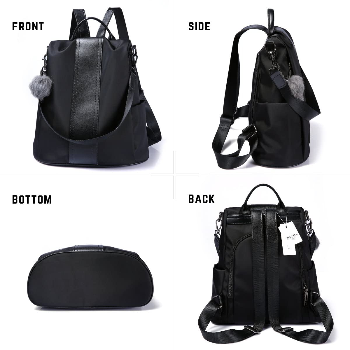Women Backpack Purse Waterproof Nylon Anti-theft Rucksack Lightweight Shoulder Bag