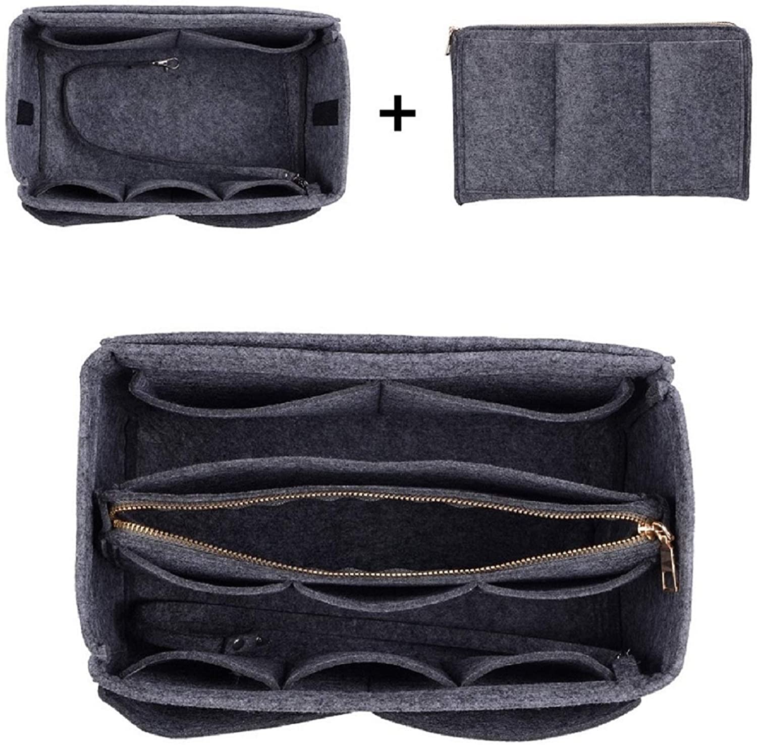 Purse Organizer Insert, Felt Bag organizer with zipper, Handbag & Tote Shaper, For Speedy Neverfull Tote, 5 Sizes