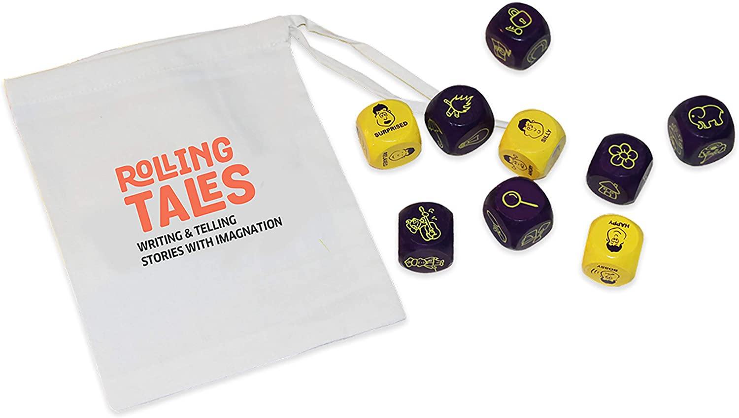 Chalk and Chuckles Rolling Tales, Story Telling Wooden Dice Cubes with Feelings & Objects Ages 5 to 99 Years Old Create Endless Stories - JOY2ESpree