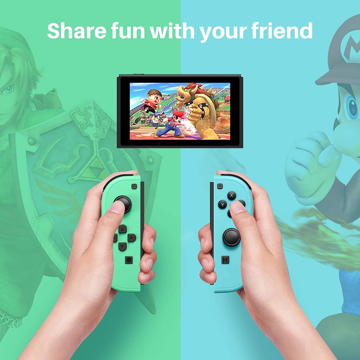 Joy-Pad Controller Compatible with Switch,Left and Right Controllers with Straps Support Wake-up Function(Blue and Green) - JOY2ESpree