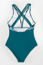 
                        
                          Load image into Gallery viewer, CUPSHE Women's One Piece Swimsuit V Neck Tummy Control Cross Back Vintage Swimwear Bathing Suits
                        
                      