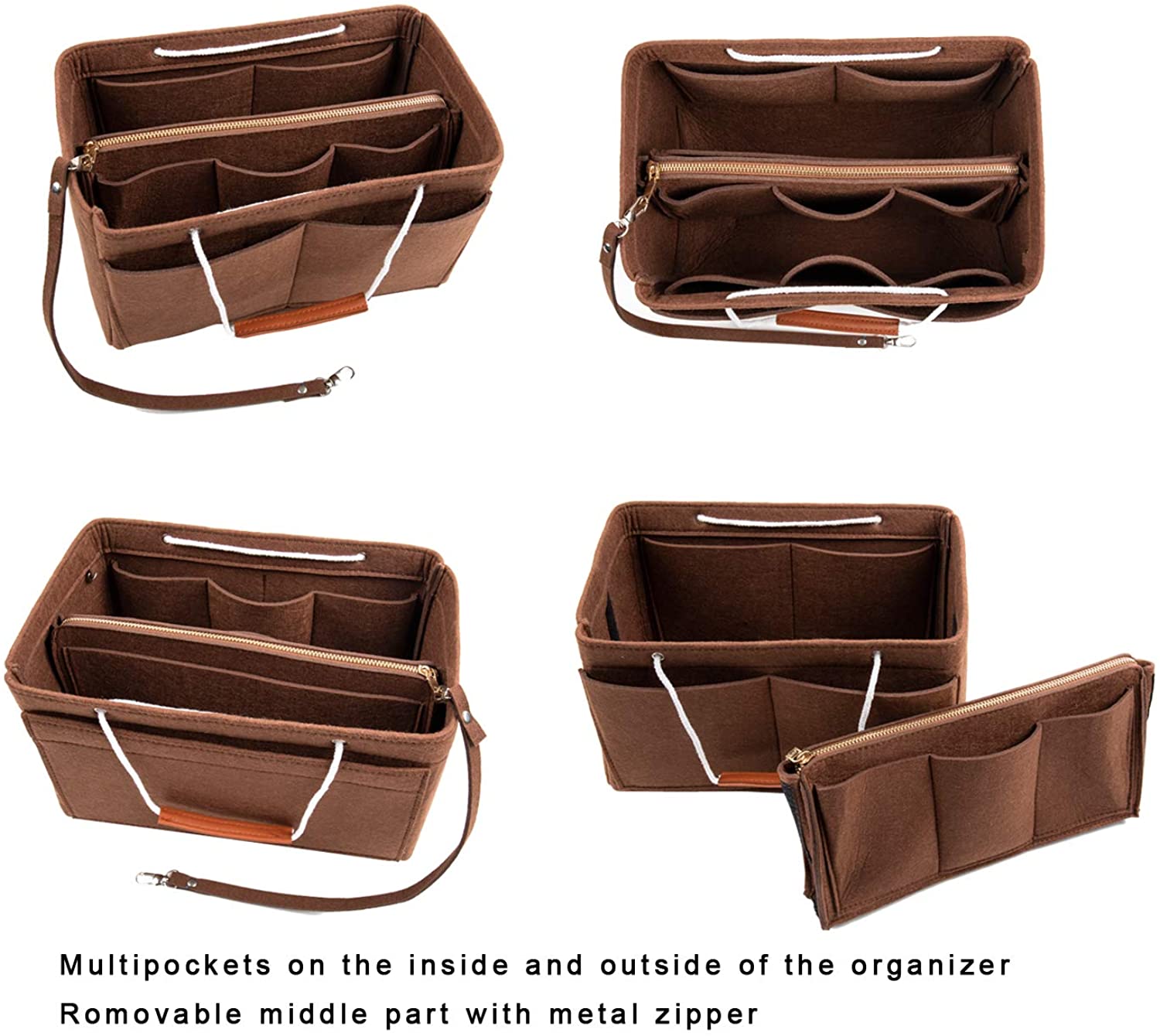 Purse Bag Organizer Insert with Lots of Different Size Spaces Divider Shaper for Speedy Shoulder Hobo Bag Keep Stuff Organized