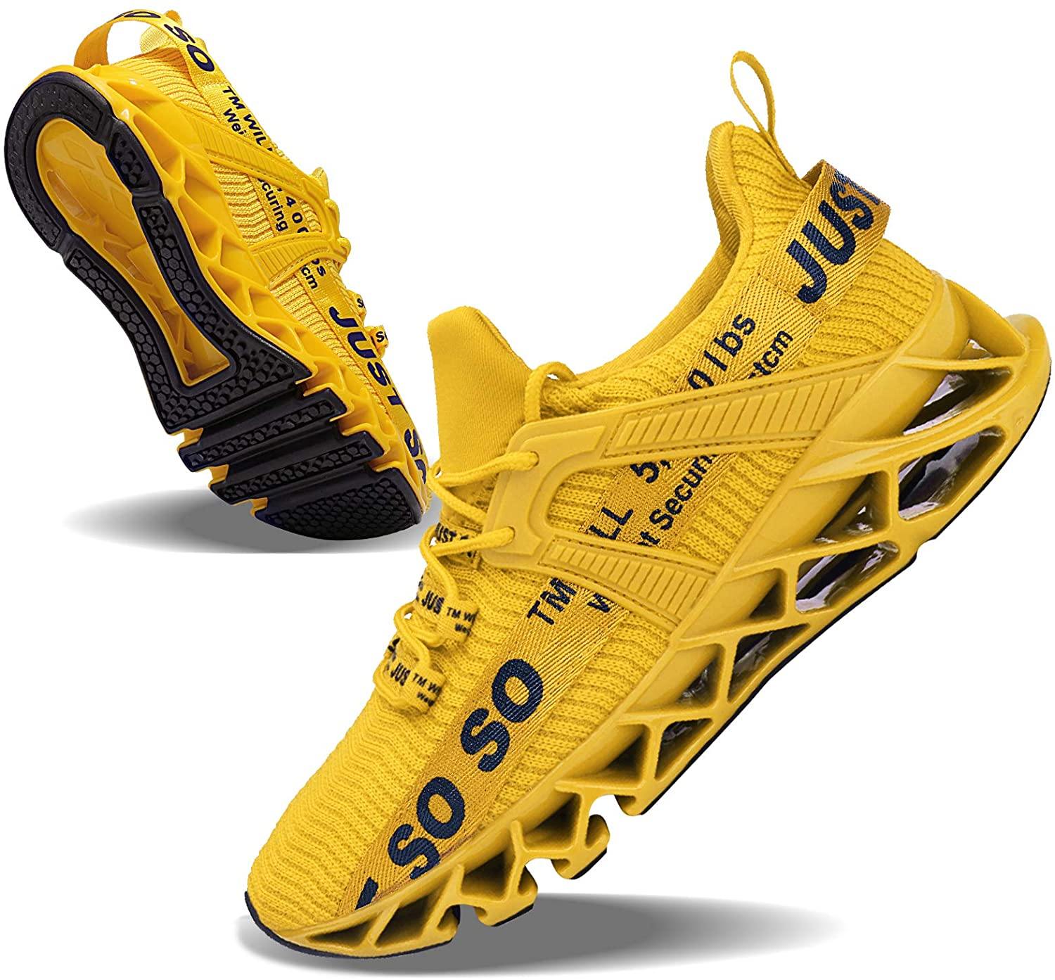 JSLEAP Mens Running Shoes Walking Non Slip Blade Type Sneakers