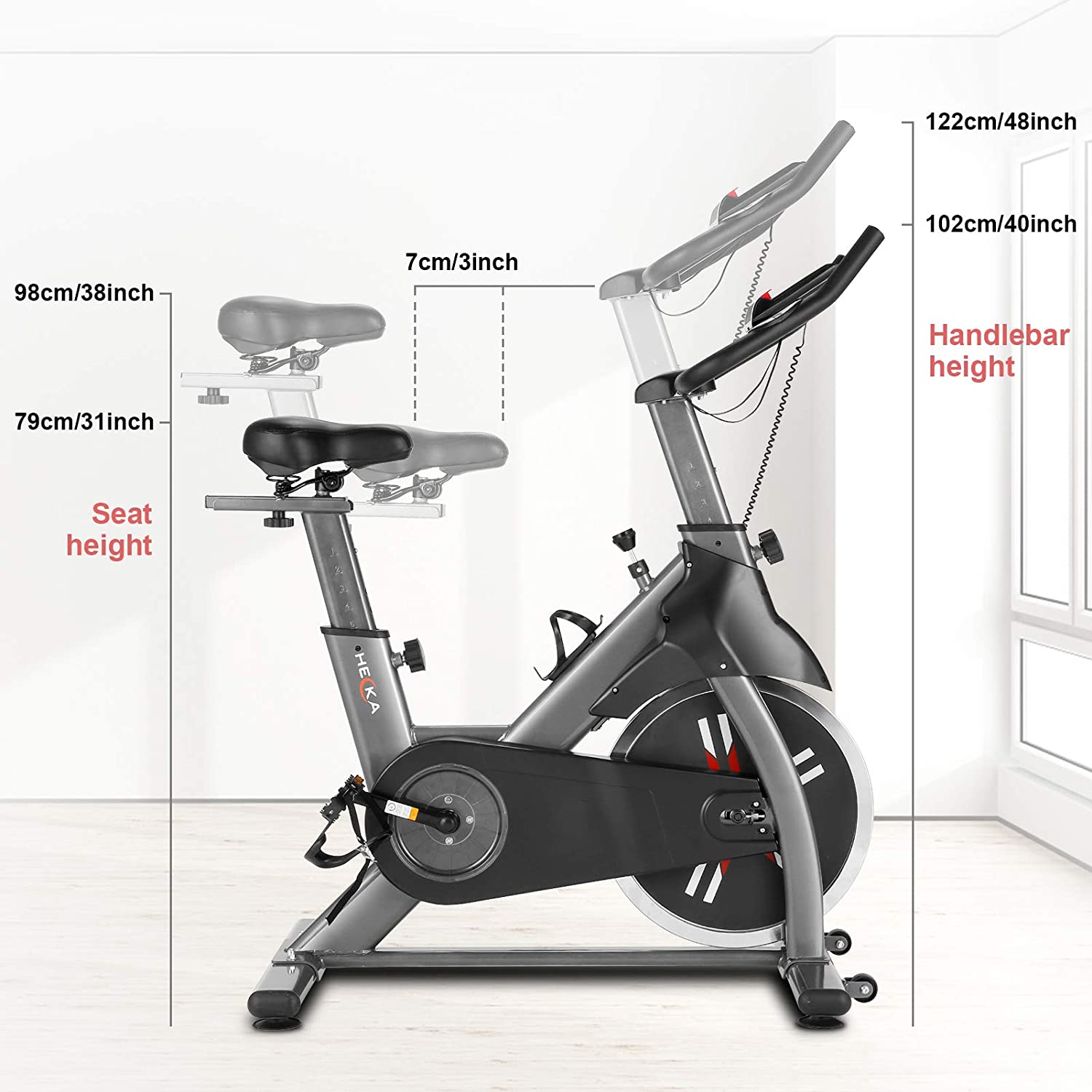 HEKA Indoor Exercise Cycling Bike Stationary, 35lbs Flywheel Magnetic Resistance, LCD Monitor Workout Fitness Bike, Load Capacity 400lbs - JOY2ESpree