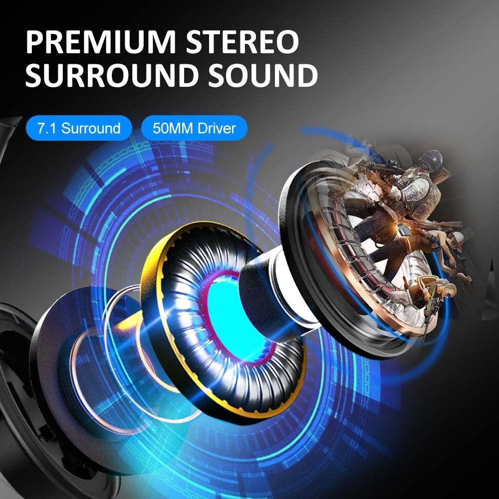 PS4 Gaming Headset with 7.1 Surround Sound, Xbox One Headset with Noise Canceling Mic & LED Light - JOY2ESpree