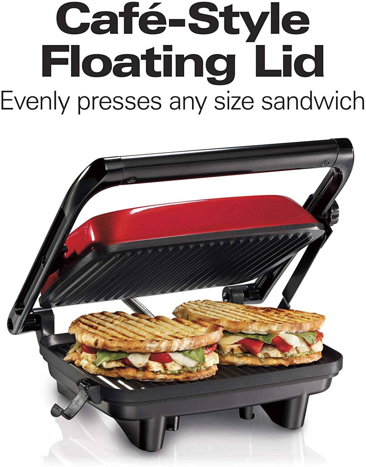 Hamilton Beach Panini Press, Sandwich Maker & Electric Indoor Grill, Upright Storage, Nonstick Easy Clean Grids, Stainless Steel (25410) - JOY2ESpree