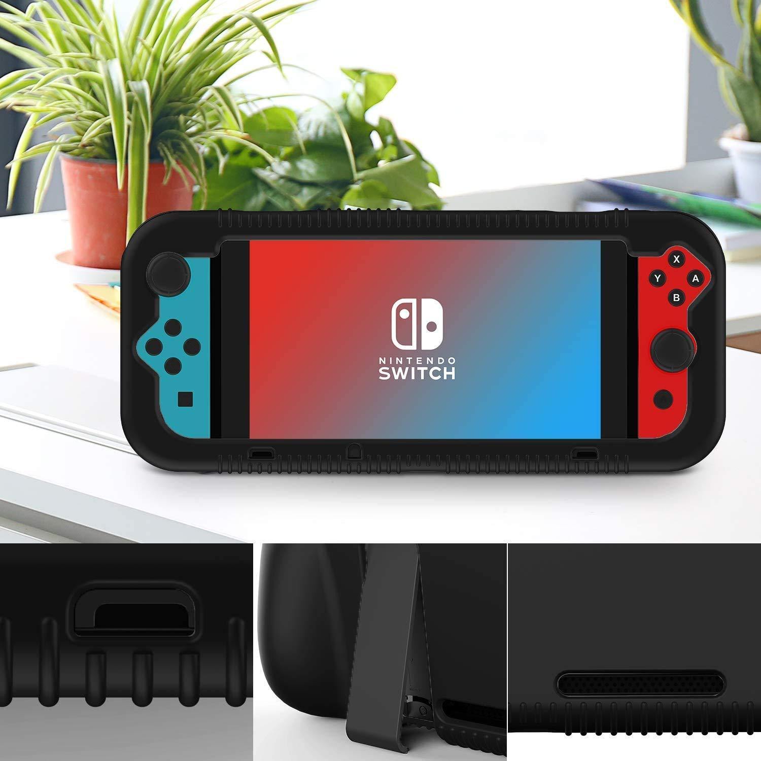 Semeving for Nintendo Switch Case with Tempered Glass Screen Protector for Boy/Girl/Men/Woman/Kids(Black with Screen Protector) … - JOY2ESpree