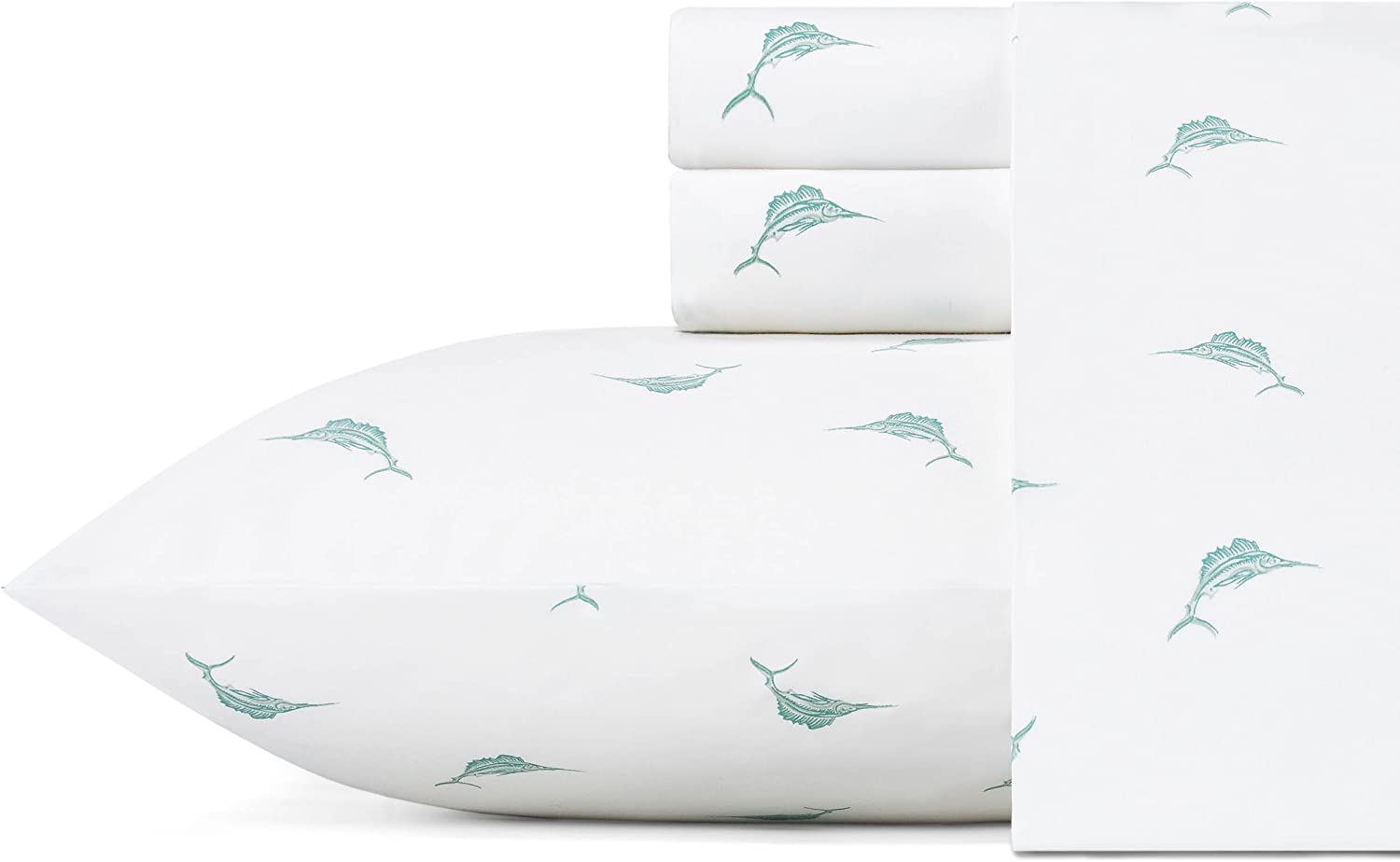 Tommy Bahama Mariners Catch Sheet Set, Full, Aqua