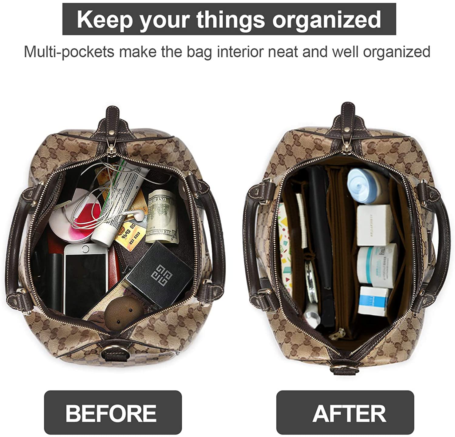Purse Organizer Insert, Handbag & Tote Organizer, Bag in Bag, Perfect for Speedy Neverfull and More