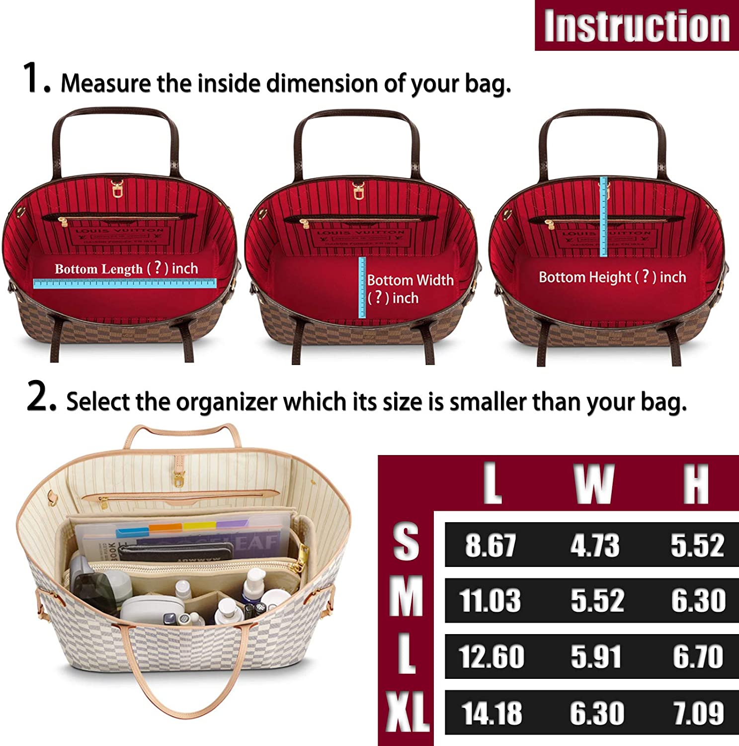 Purse Organizer Insert with Zipper Felt Bag Organizer Handbag Organizer Insert Bag In Bag Organizer