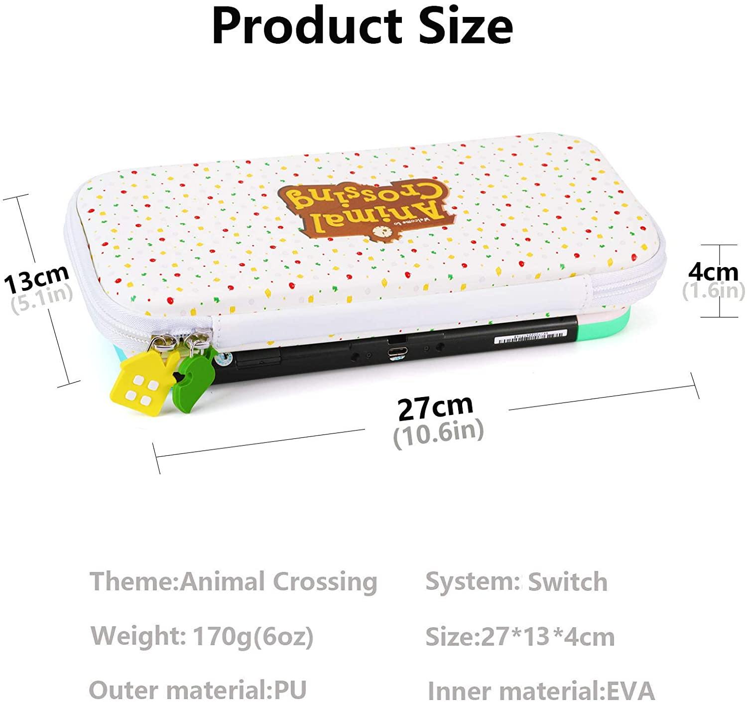 Carrying Case for Nintendo Switch - Cute Animal Crossing Portable Slim Travel Bag fit Switch Console & Game Accessories (White) - JOY2ESpree