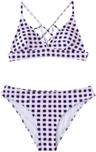 
                        
                          Load image into Gallery viewer, CUPSHE Women’s Bikini Swimsuit Stripe V Neck Back Cross Two Piece Bathing Suit
                        
                      