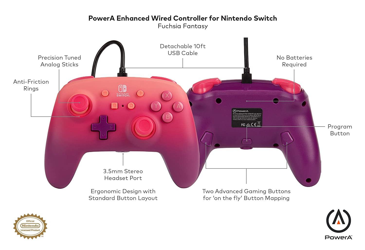 PowerA Enhanced Wired Controller for Nintendo Switch - Mario White, Gamepad, Wired Video Game Controller, Gaming Controller - Nintendo Switch - JOY2ESpree