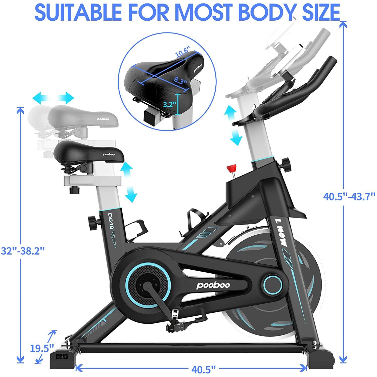 pooboo Magnetic Exercise Bike Indoor Cycling Bike Stationary - JOY2ESpree