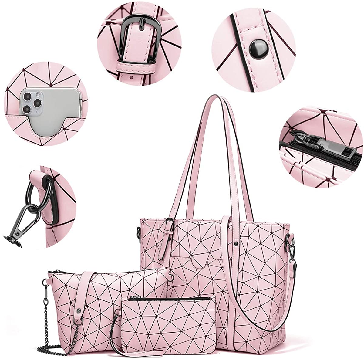 Women Fashion Handbags Wallet Tote Bag Shoulder Bag Top Handle Satchel Purse Set 4pcs