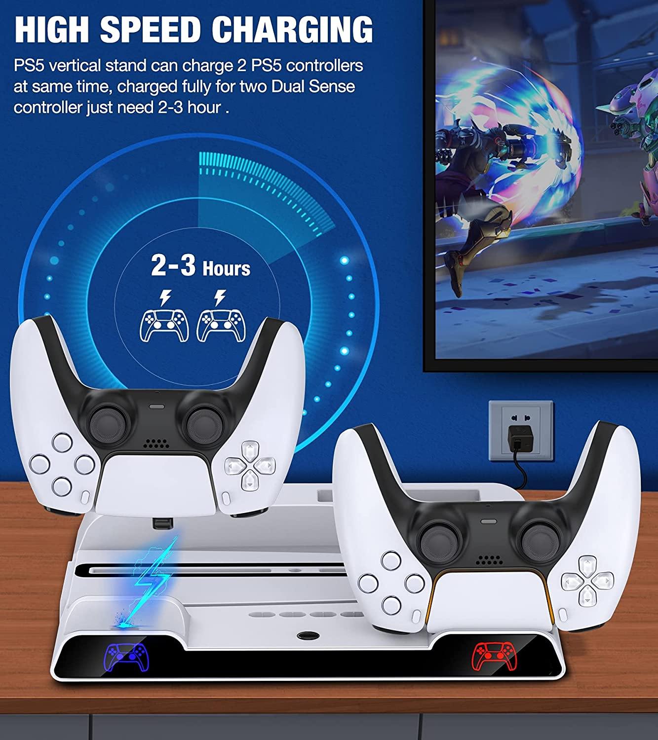 PS5 Accessories Stand Cooling Fan, PS5 Stand with Cooling Fan And Controller Charger Station for Playstation 5 Console - JOY2ESpree