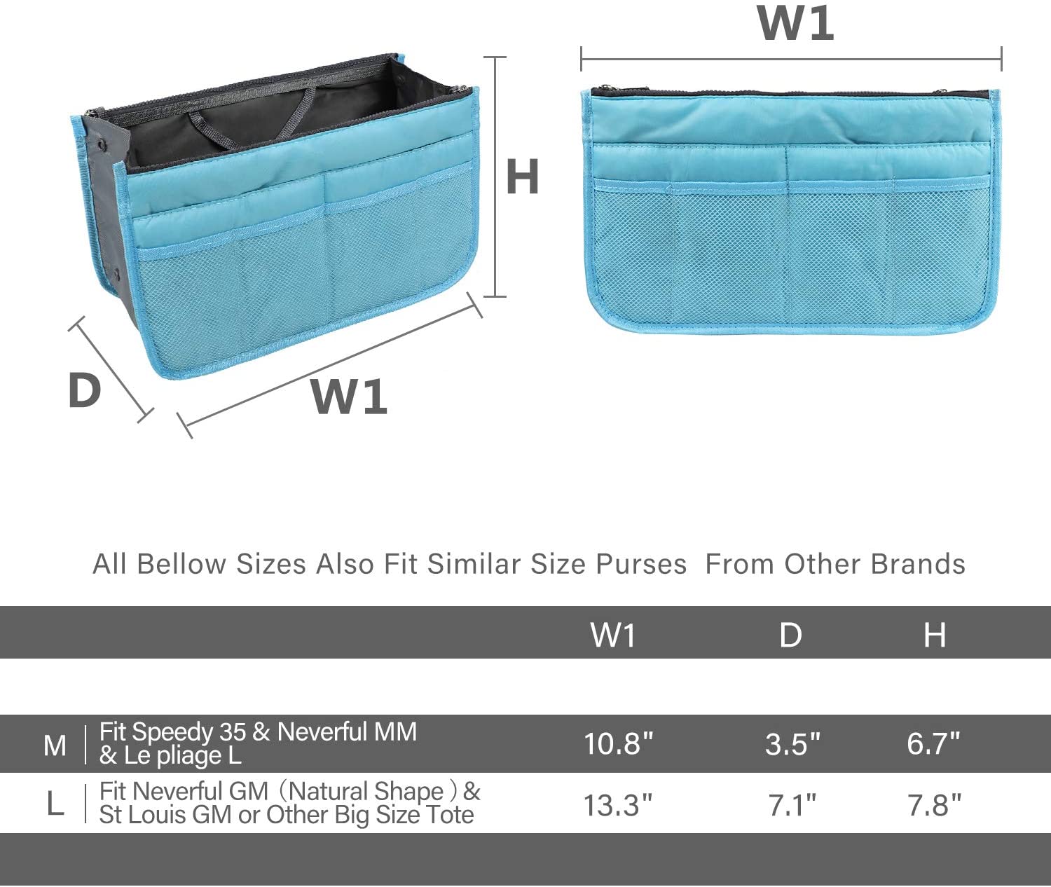 Insert Bag Organizer, Bag in Bag for Handbag Purse Organizer (13 Pockets, Black)