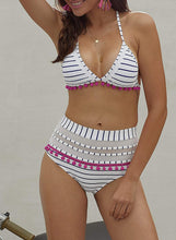 
                        
                          Cargar imagen en el visor de la galería, Bdcoco Women's High Waist Two Pieces Bikini Set Padded Stripe Tassel Swimsuit
                        
                      