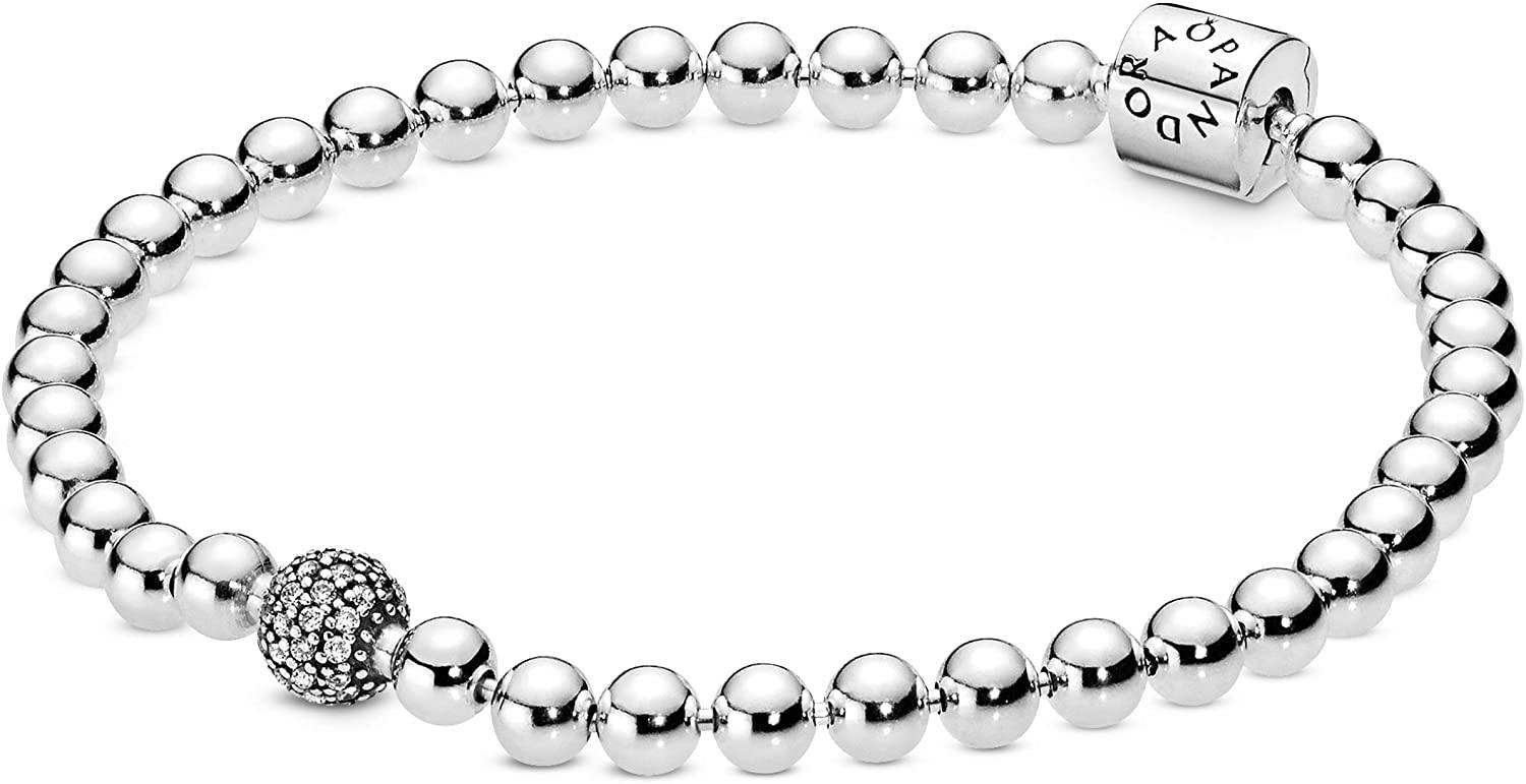 Pandora Jewelry Beads and Pave Cubic Zirconia Bracelet in Sterling Silver - JOY2ESpree