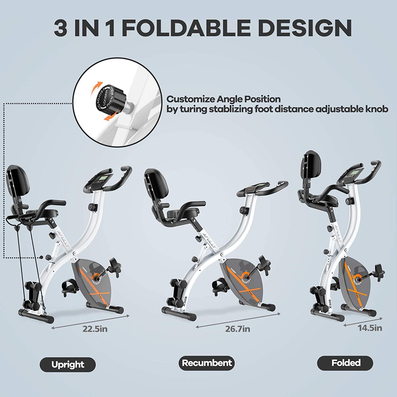 Afully Folding Exercise Bike Stationary Foldable Home Upright Recumbent Fitness Bike - JOY2ESpree