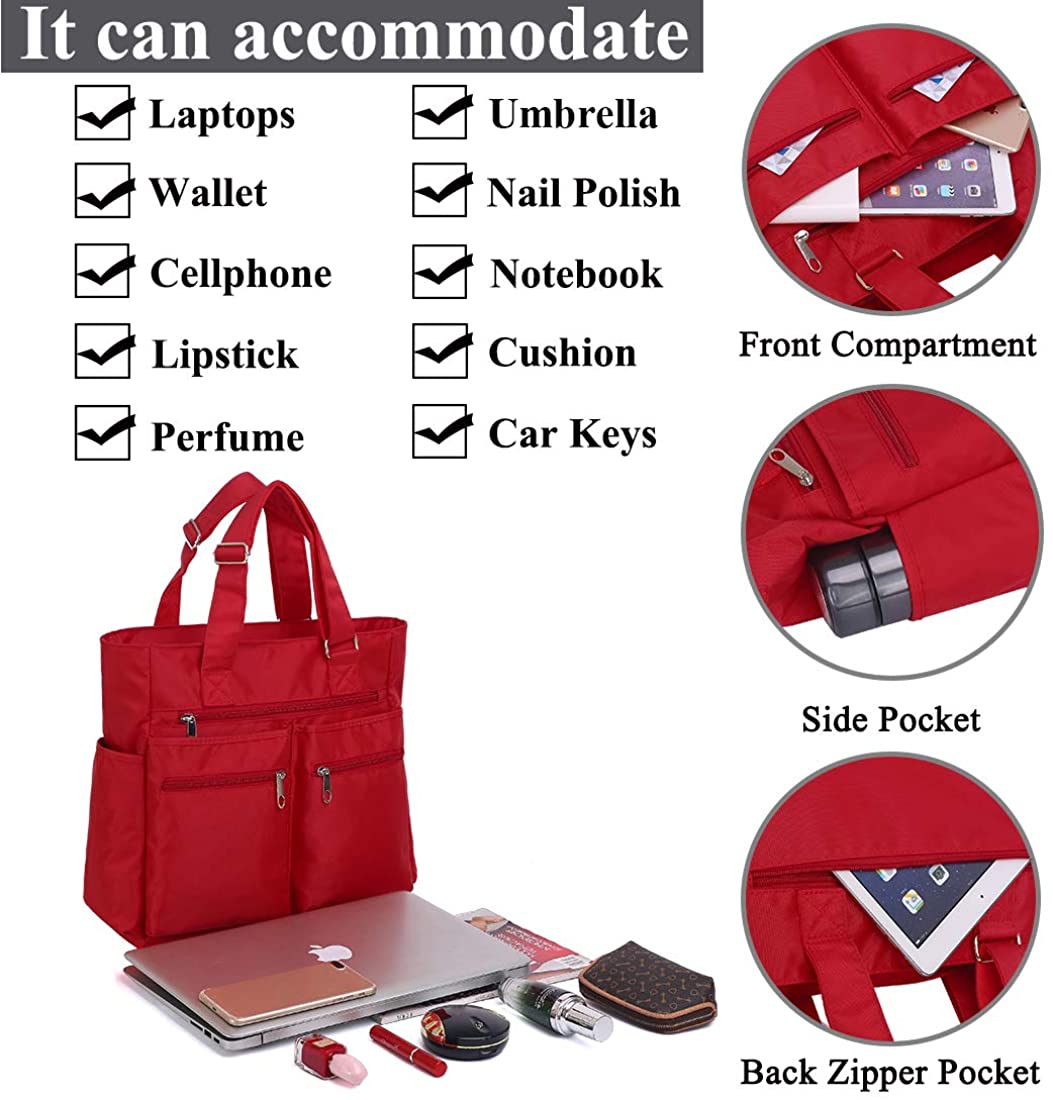 Canvas Tote Bag Waterproof Nylon Multi Pocket Shoulder Bags Laptop Work Bag Teacher Purse and Handbags for Women & Men