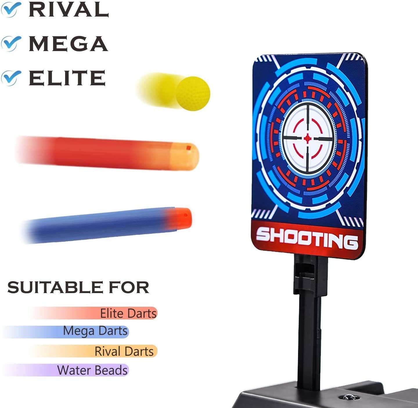 STOTOY Electronic Targets for Nerf Guns, Running Shooting Target Scoring Auto Reset Digital Targets with Track, Practice Toys with Moving and Static Modes,Toy for Kids-Boys & Girls