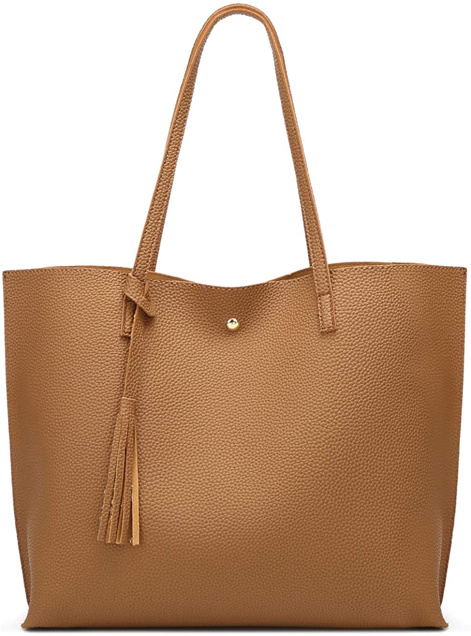 Women's Soft Faux Leather Tote Shoulder Bag from Dreubea, Big Capacity Tassel Handbag