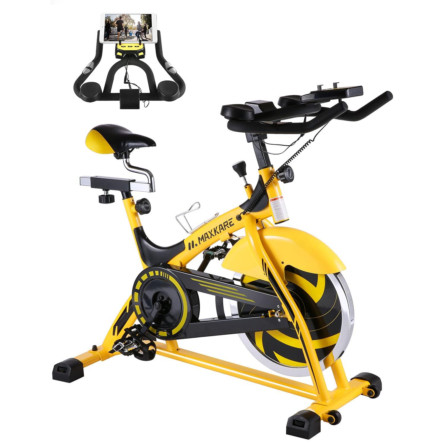 MaxKare Stationary Bike Belt Drive Indoor Cycling Bike 44lbs Flywheel & Pulse Sensor/LCD Monitor/Ipad Mount Exercise Bike - JOY2ESpree